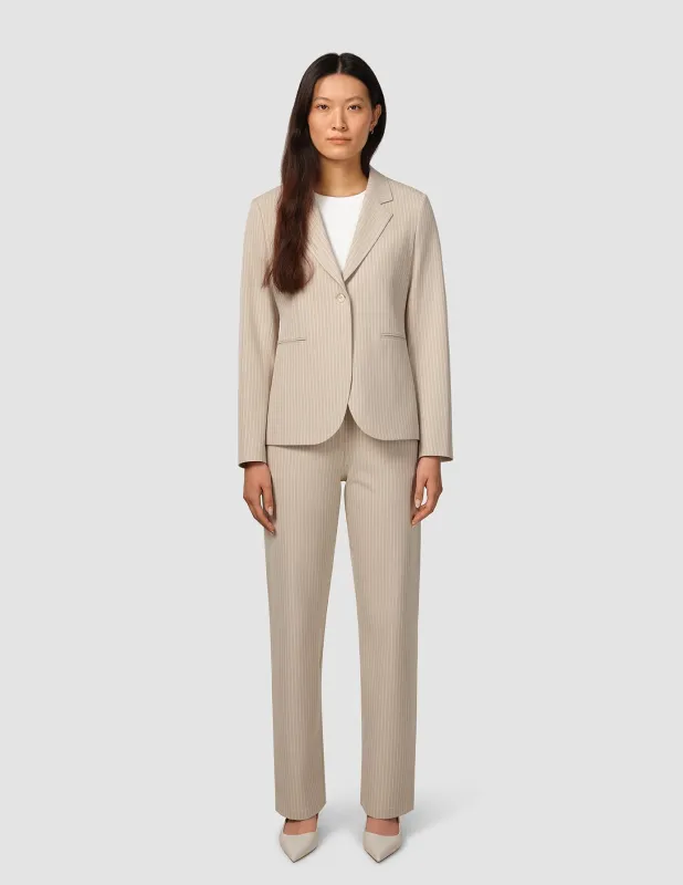 Essential Suit Island Sand Pinstripe Fitted Blazer & Straight Pants sold by Shaping New Tomorrow
