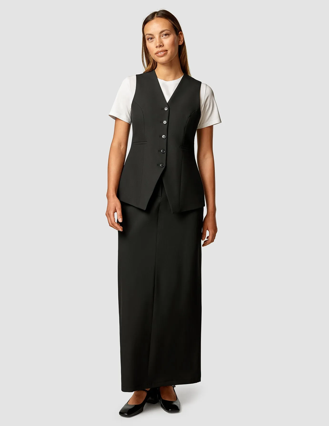 Essential Set Black Long Vest & Maxi Skirt sold by Shaping New Tomorrow