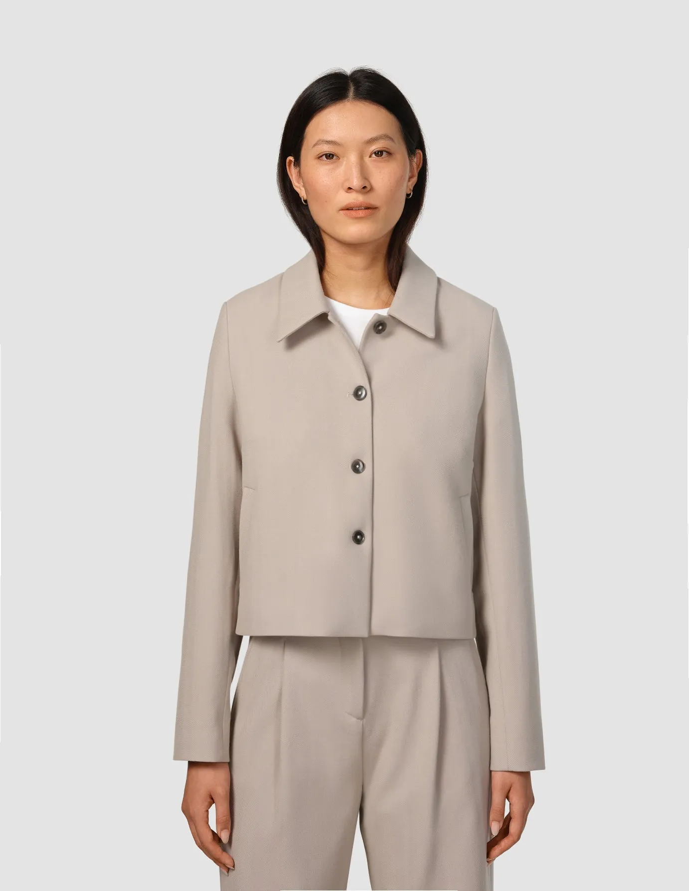 Serene Set Greige Wide Fit Pants & Short Jacket sold by Shaping New Tomorrow product image thumbnail 2
