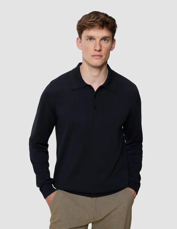 Everyday Knit Long Sleeve Polo Black sold by Shaping New Tomorrow