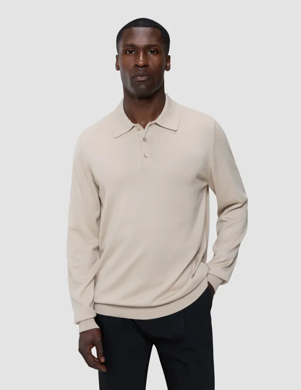 Everyday Knit Long Sleeve Polo Birchwood sold by Shaping New Tomorrow