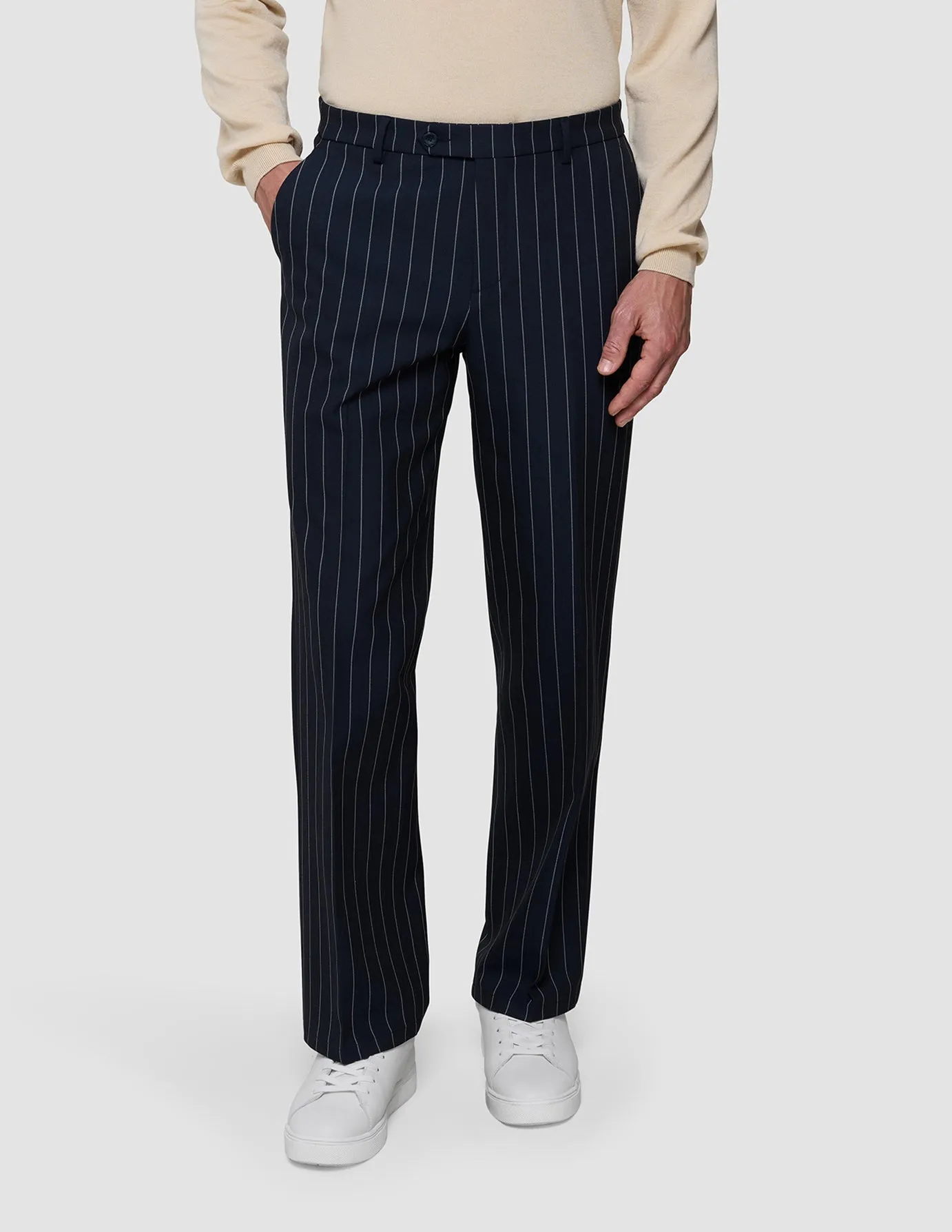 Essential Suit Pants Relaxed Fit Navy Stripes sold by Shaping New Tomorrow