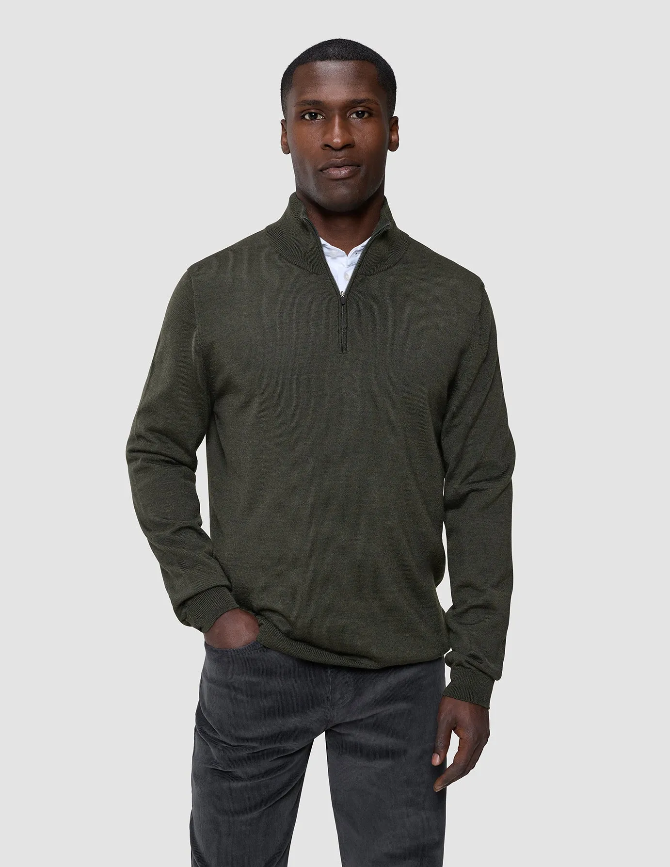 Seamless Premium Merino Knit Half Zip Green Night sold by Shaping New Tomorrow