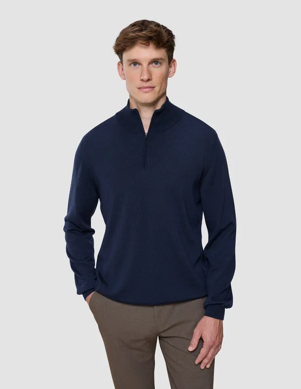 Seamless Premium Merino Knit Half Zip Dark Navy sold by Shaping New Tomorrow