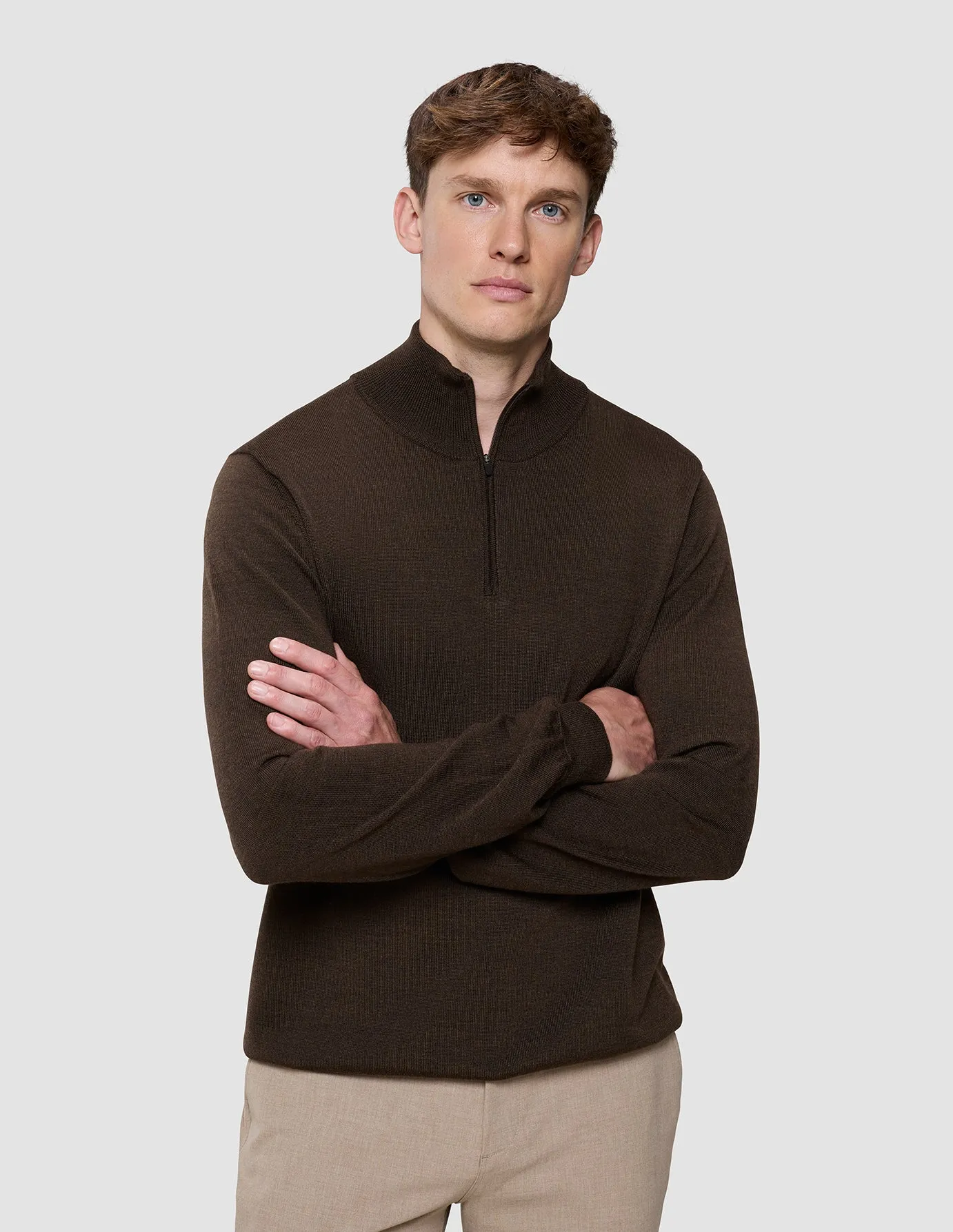 Seamless Premium Merino Knit Half Zip Saddle Brown sold by Shaping New Tomorrow