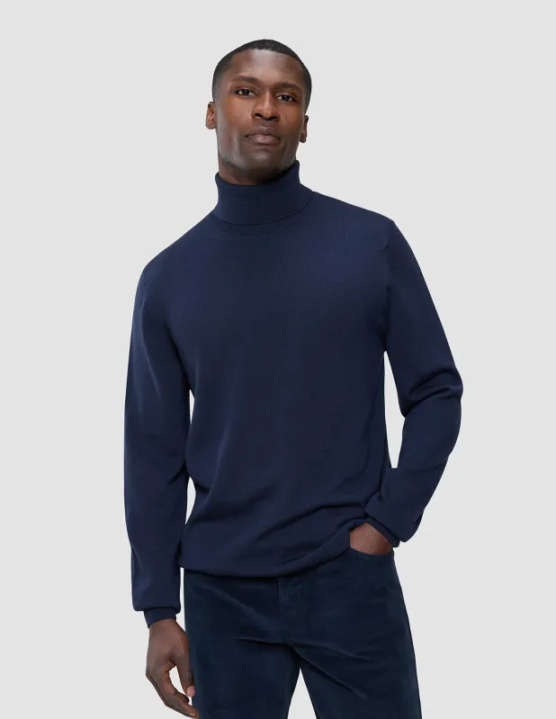 Seamless Premium Merino Knit Turtleneck Dark Navy sold by Shaping New Tomorrow