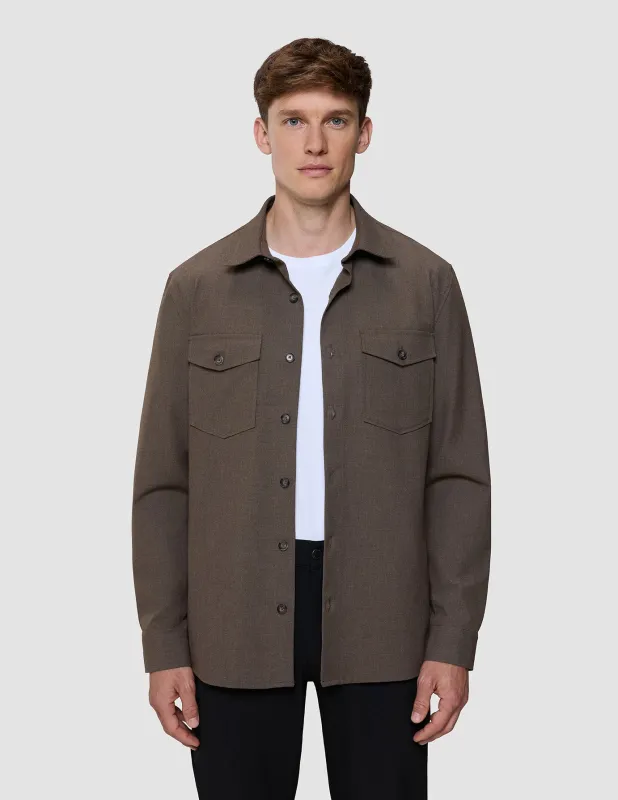 Essential Overshirt Saddle Brown Melange sold by Shaping New Tomorrow