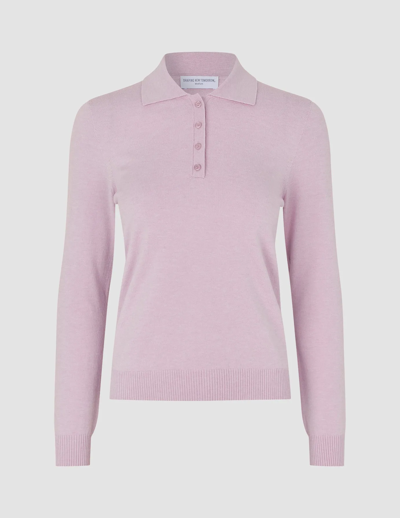 Women's Elevated Knit Polo Soft Pink Melange sold by Shaping New Tomorrow product image thumbnail 3