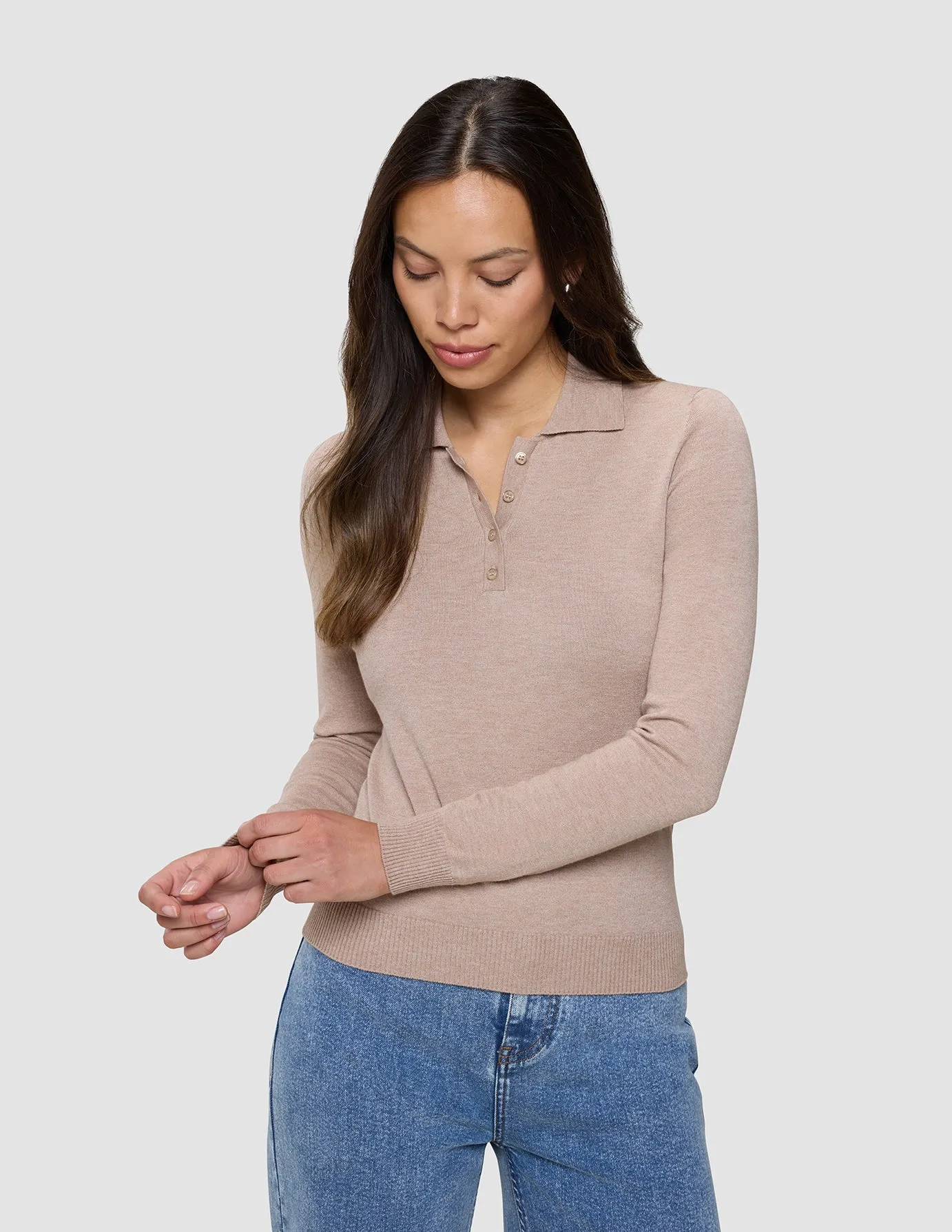 Women's Elevated Knit Polo Copper Melange sold by Shaping New Tomorrow product image thumbnail 4