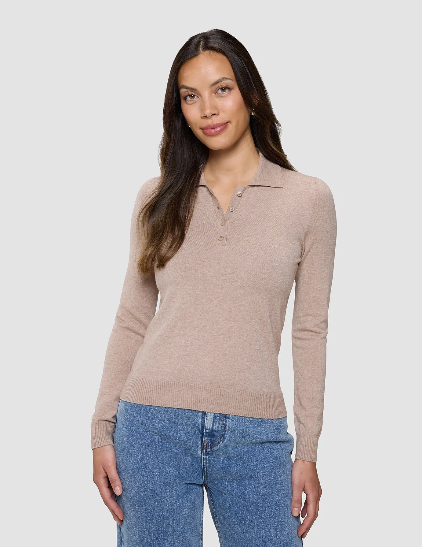 Women's Elevated Knit Polo Copper Melange sold by Shaping New Tomorrow