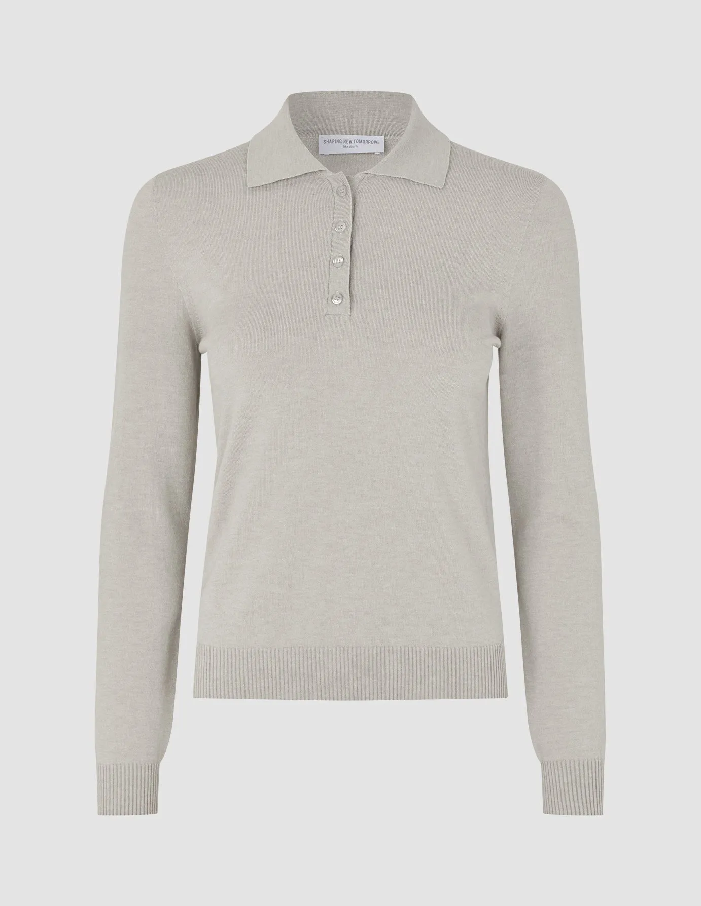 Women's Elevated Knit Polo Cold Beige Melange sold by Shaping New Tomorrow product image thumbnail 3