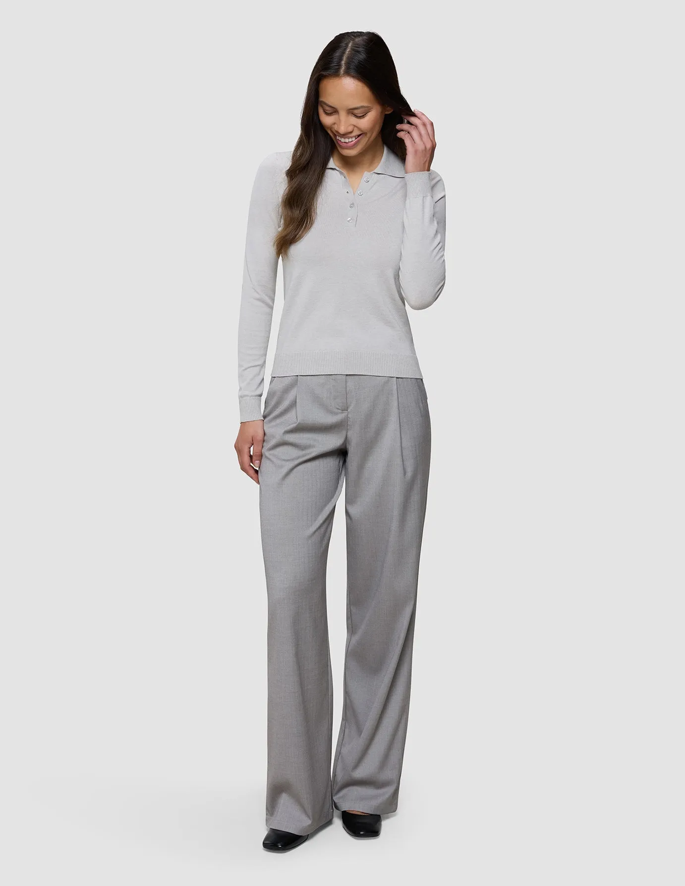 Women's Elevated Knit Polo Cold Beige Melange sold by Shaping New Tomorrow product image thumbnail 4