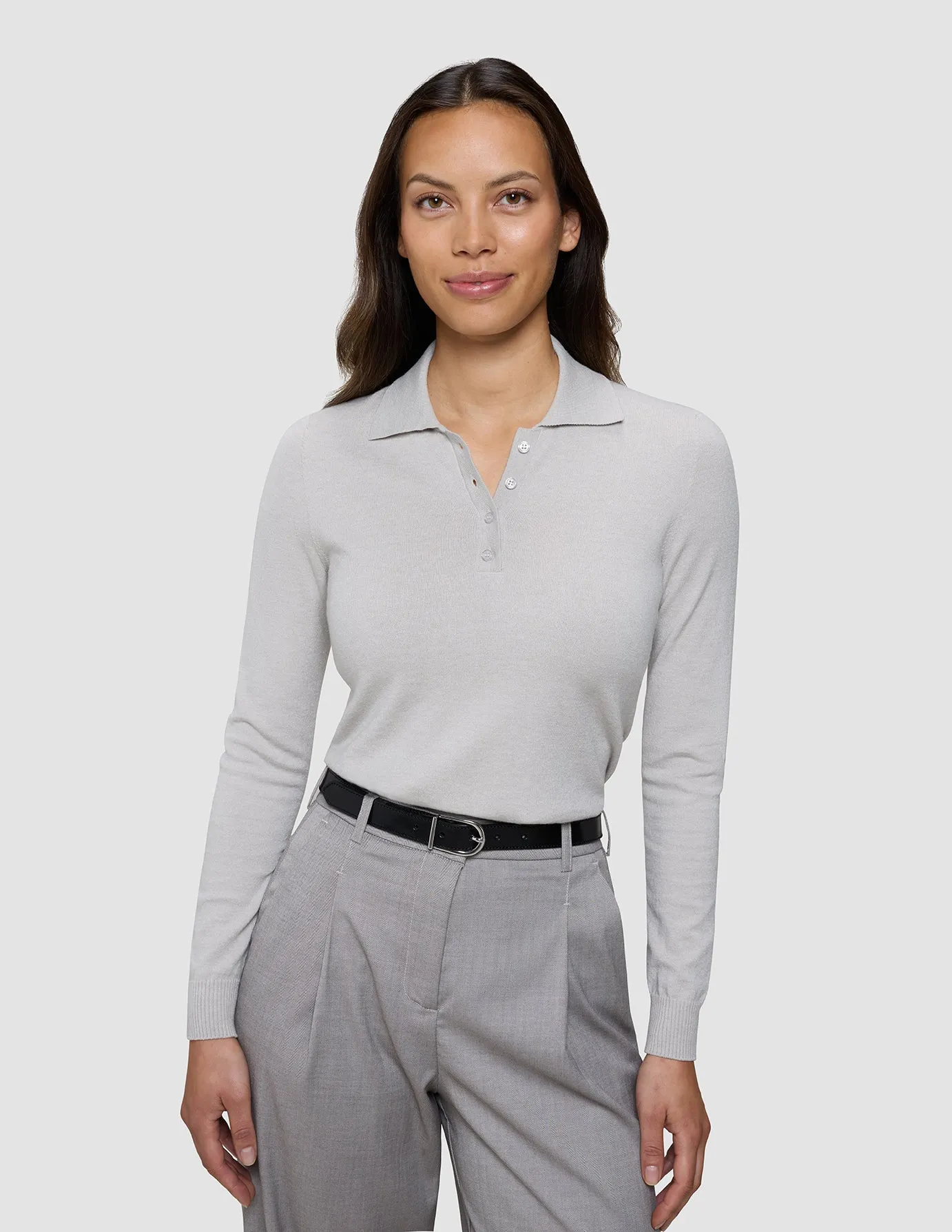 Women's Elevated Knit Polo Cold Beige Melange sold by Shaping New Tomorrow product image thumbnail 2