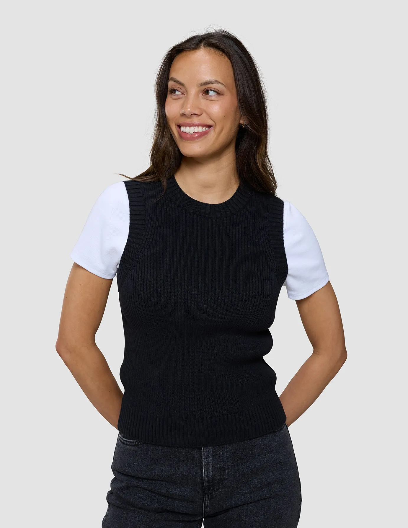 Women's Fine Knit Rib Vest Black sold by Shaping New Tomorrow product image thumbnail 4
