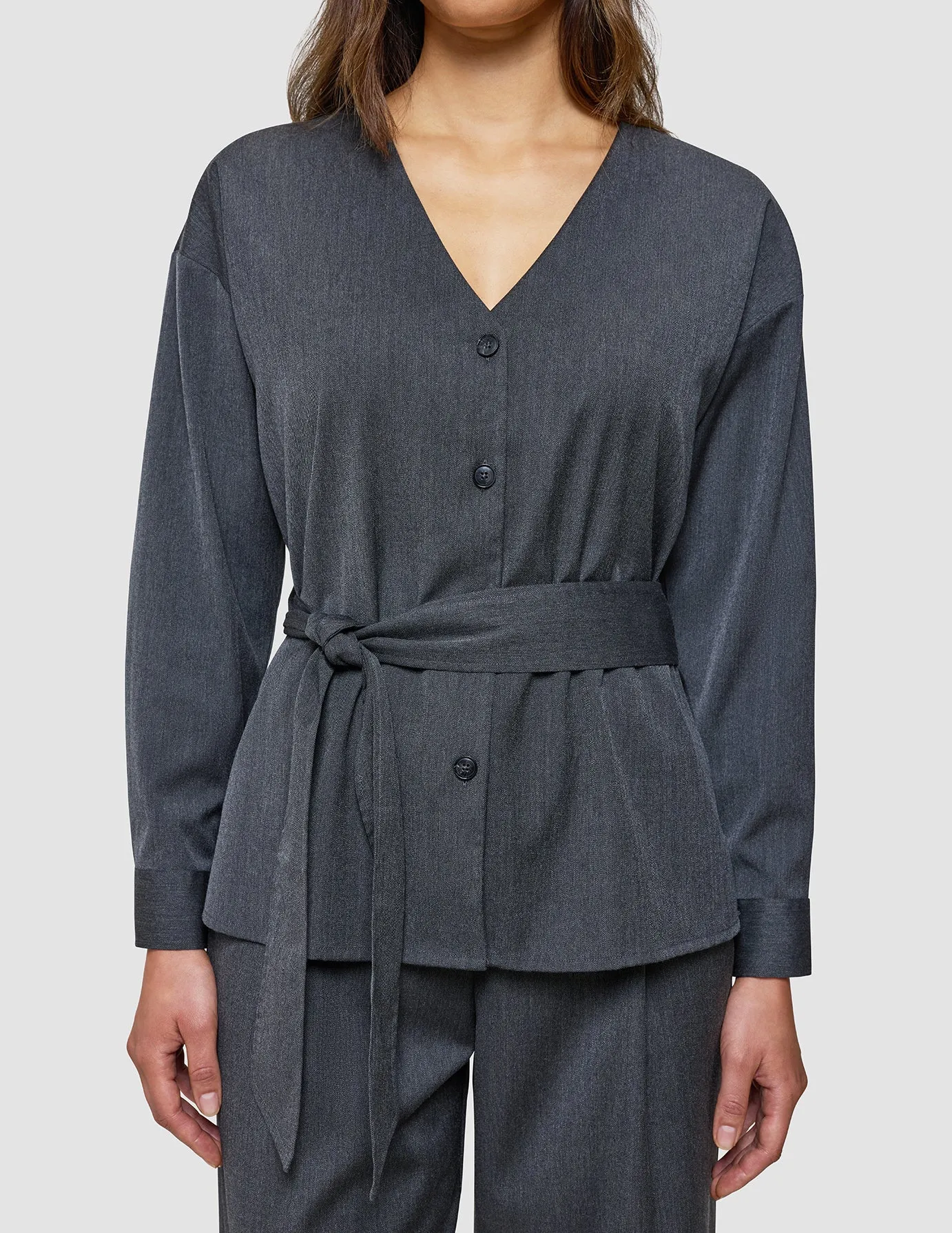 Women's Skye Belted Overshirt Charcoal Melange sold by Shaping New Tomorrow product image thumbnail 4