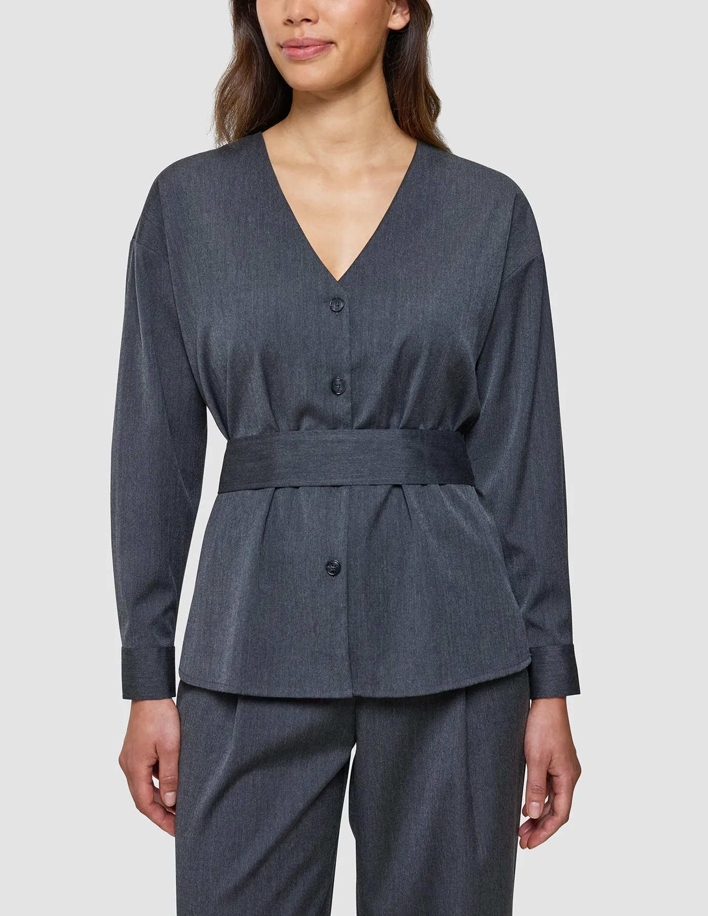 Women's Skye Belted Overshirt Charcoal Melange sold by Shaping New Tomorrow product image thumbnail 5
