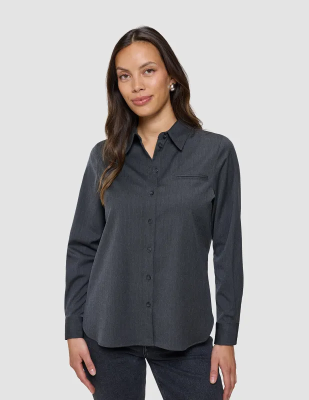 Women's Skye Shirt Charcoal Melange sold by Shaping New Tomorrow