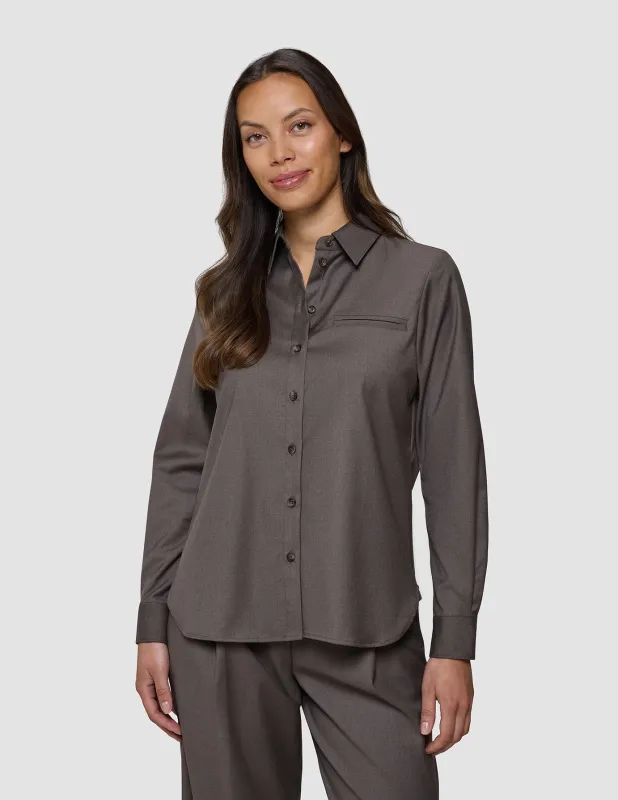 Women's Skye Shirt Dark Chestnut Melange sold by Shaping New Tomorrow