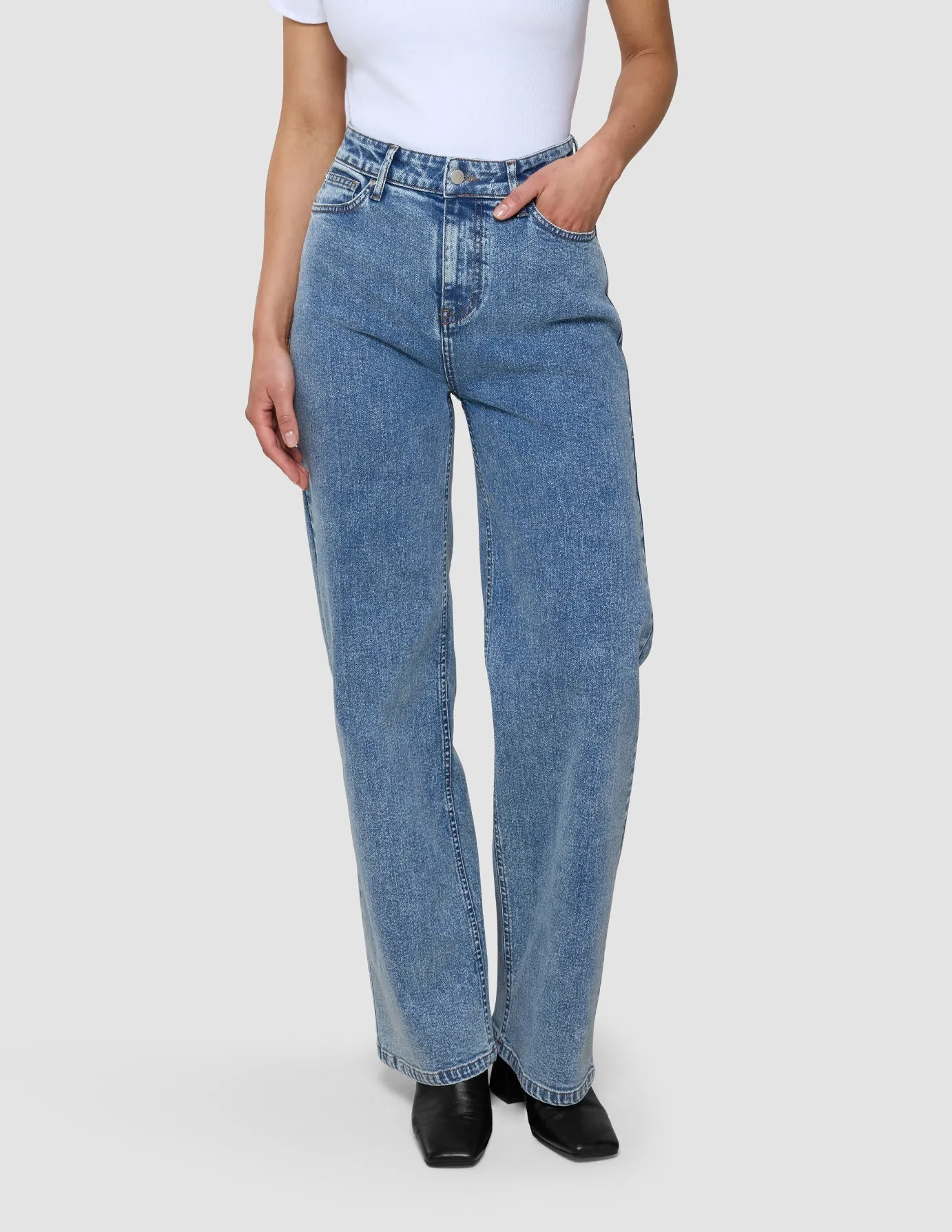 Women's Classic Jeans Relaxed Fit Snow Blue Wash sold by Shaping New Tomorrow