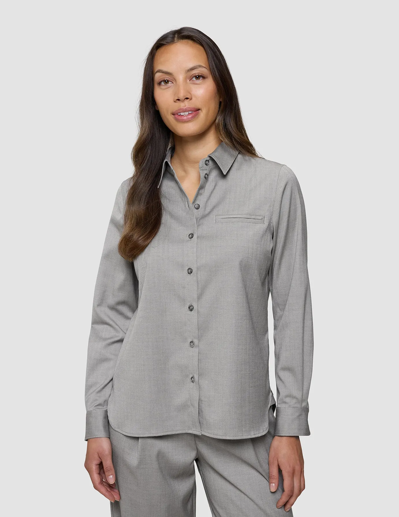 Skye Set Mellow Beige Herringbone Shirt & Wide Pants sold by Shaping New Tomorrow product image thumbnail 4