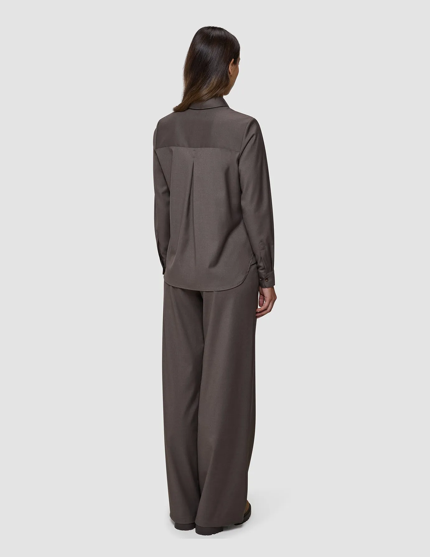 Skye Set Dark Chestnut Melange Shirt & Wide Pants sold by Shaping New Tomorrow product image thumbnail 2