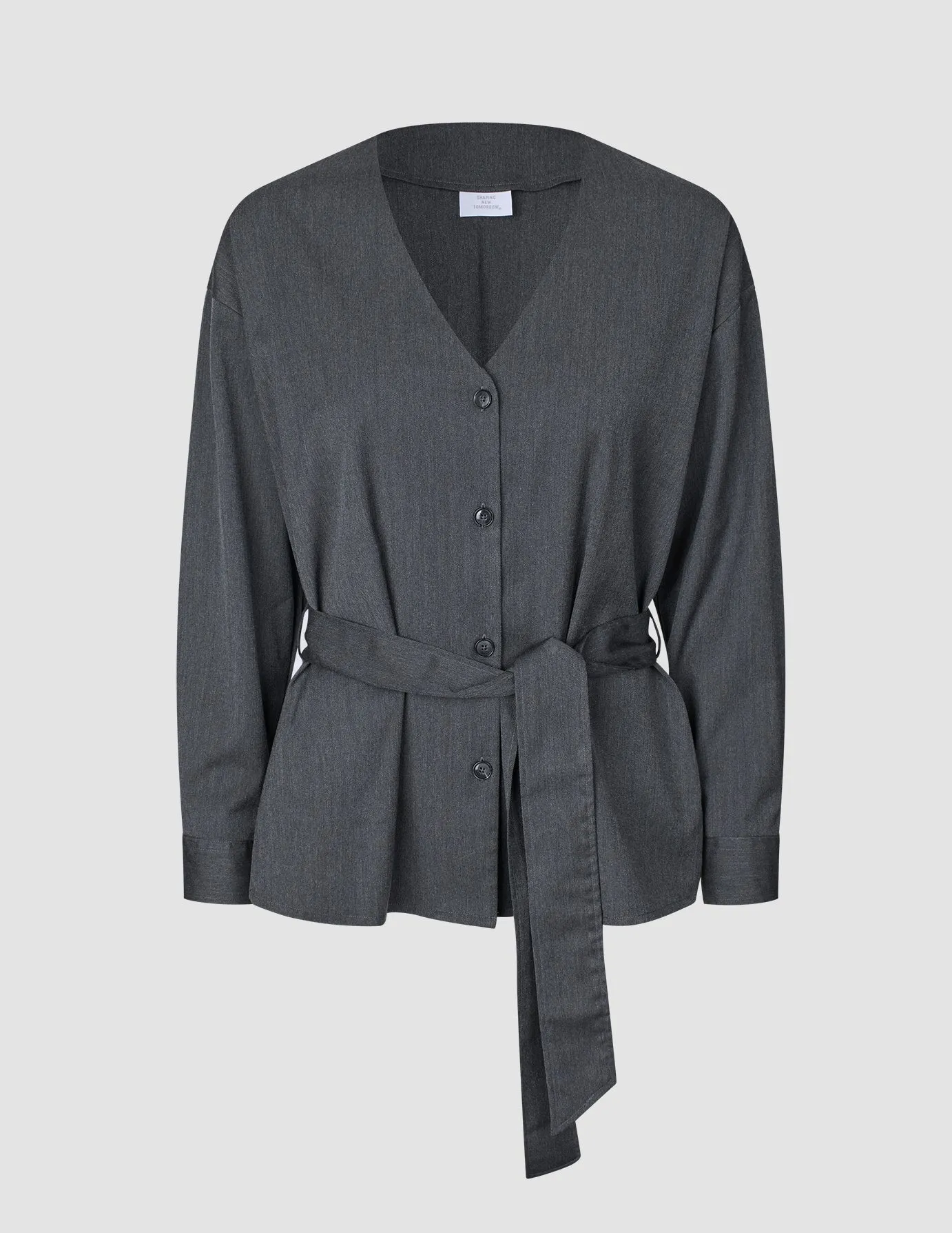 Skye Set Charcoal Melange Belted Overshirt & Wide Pants sold by Shaping New Tomorrow product image thumbnail 5