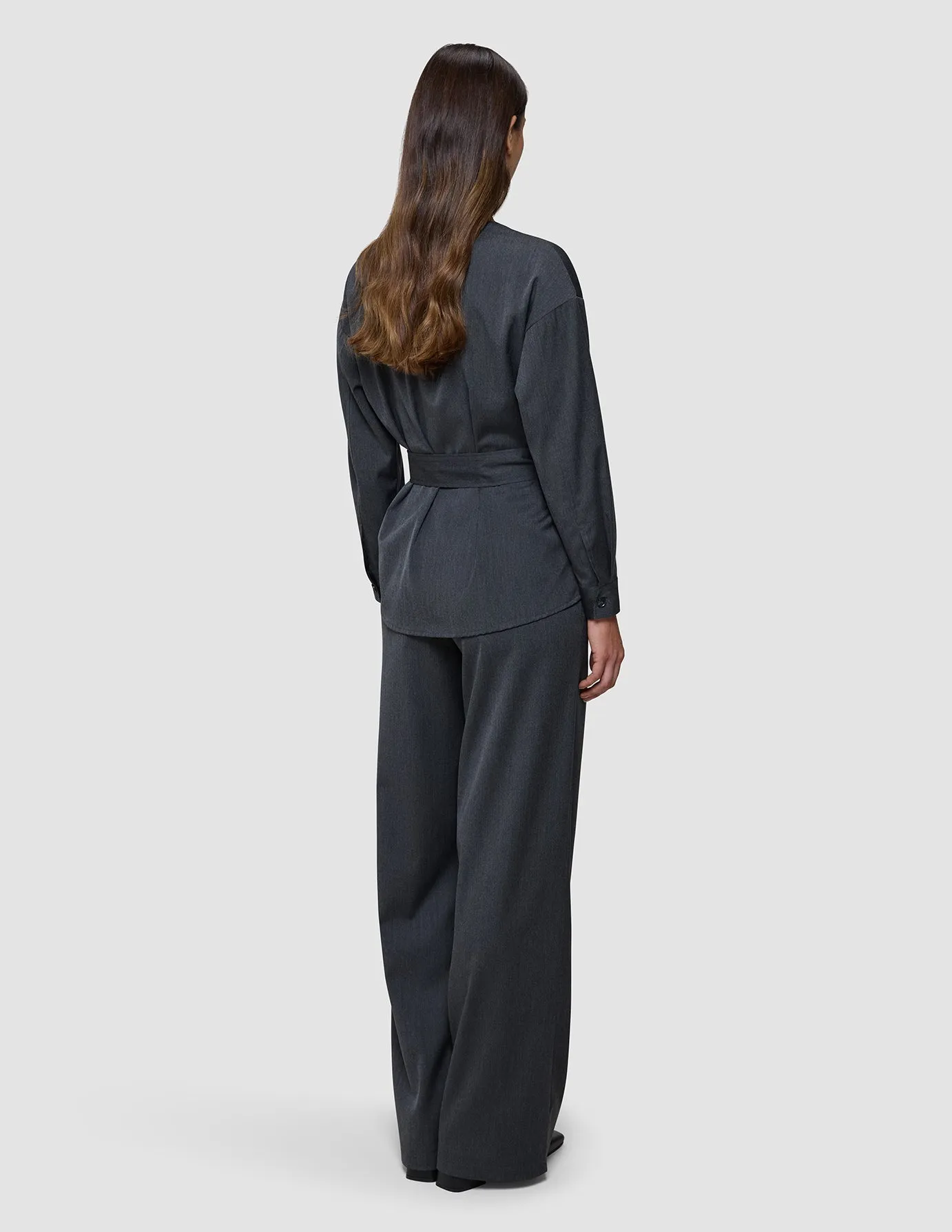 Skye Set Charcoal Melange Belted Overshirt & Wide Pants sold by Shaping New Tomorrow product image thumbnail 2