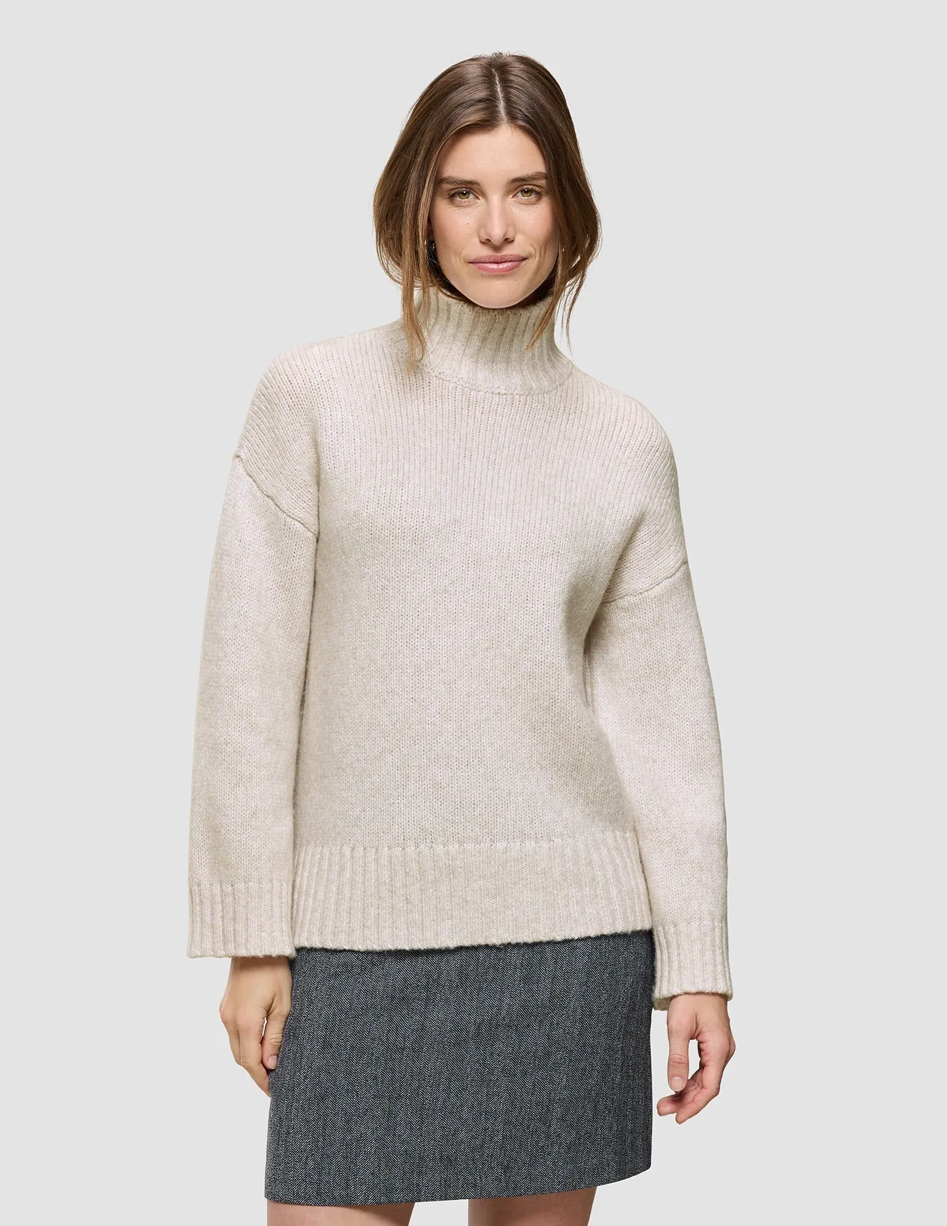 Women's Chunky Soft Wool Knit Turtleneck Sugar Melange sold by Shaping New Tomorrow
