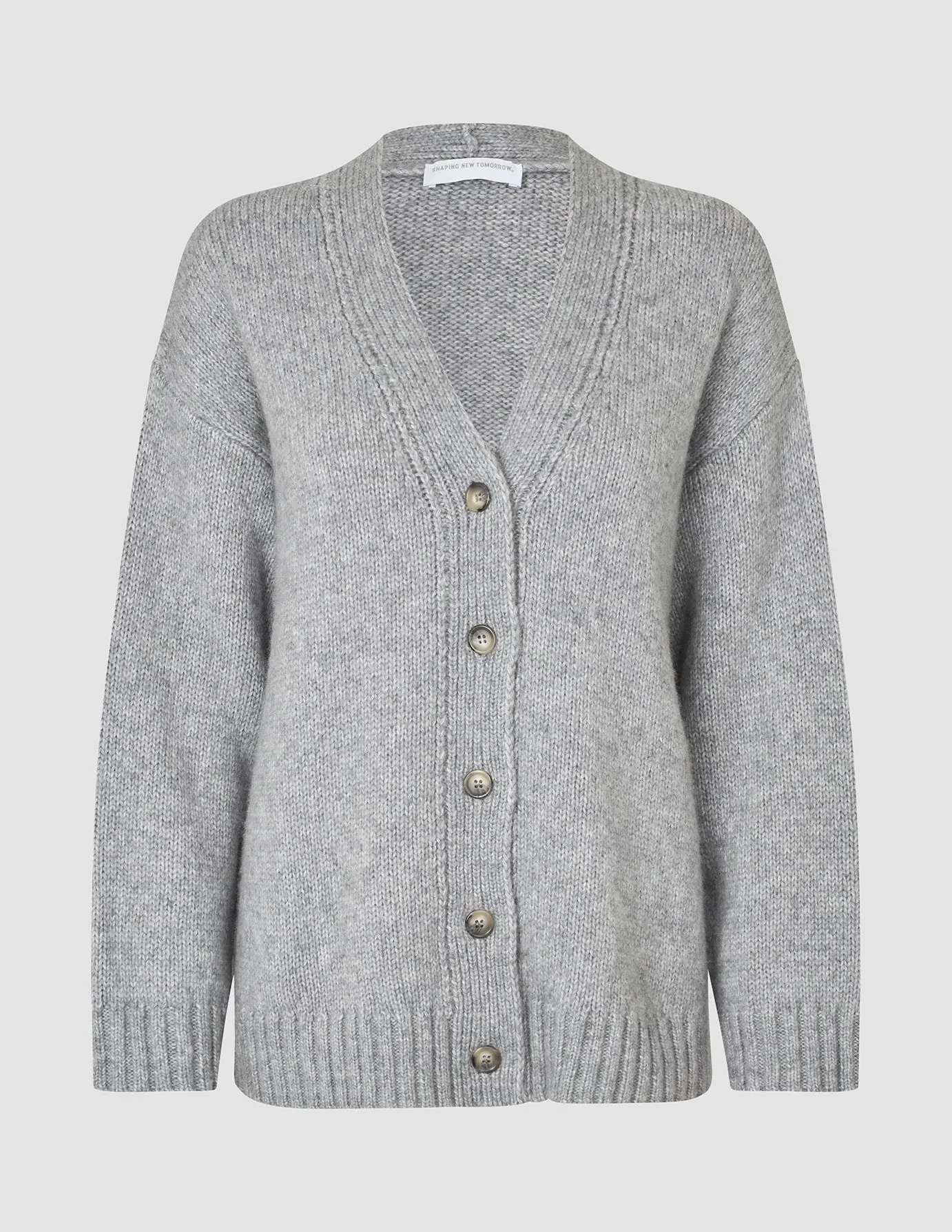 Women's Chunky Soft Wool Knit Cardigan Medium Grey Melange sold by Shaping New Tomorrow product image thumbnail 3