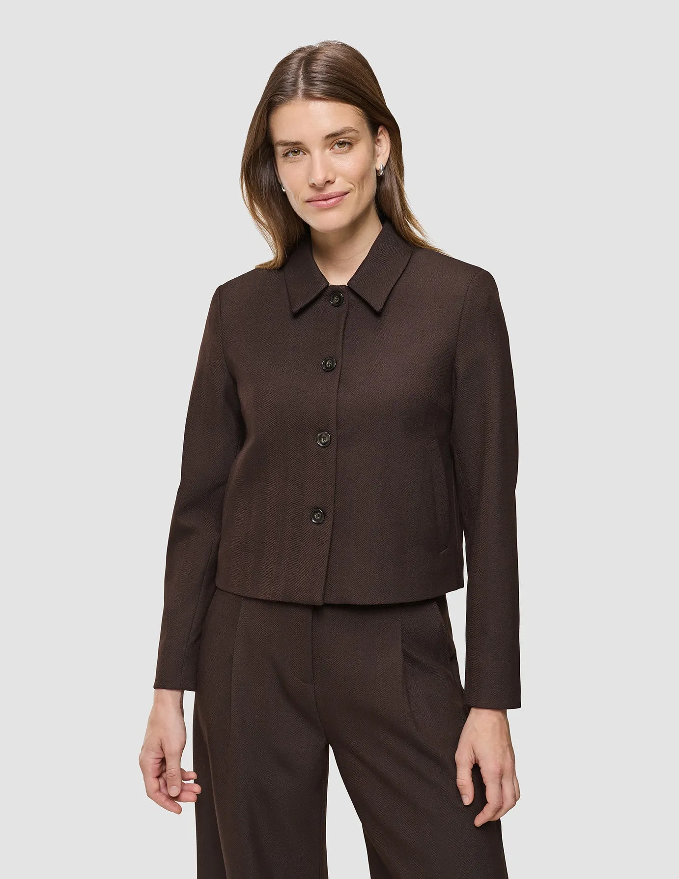 Women's Serene Short Jacket Chocolate Herringbone sold by Shaping New Tomorrow product image thumbnail 4