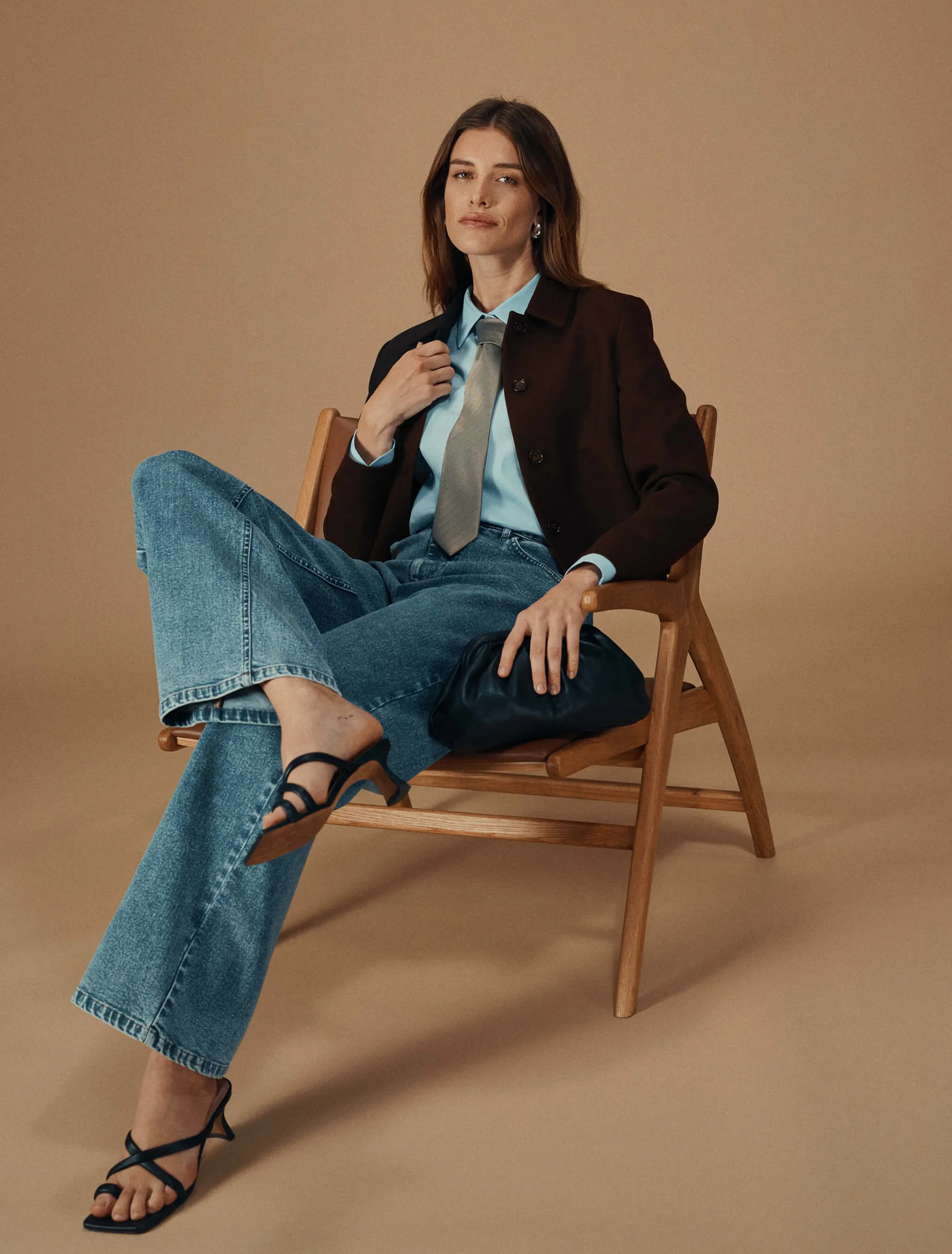 Women's Serene Short Jacket Chocolate Herringbone sold by Shaping New Tomorrow product image thumbnail 2