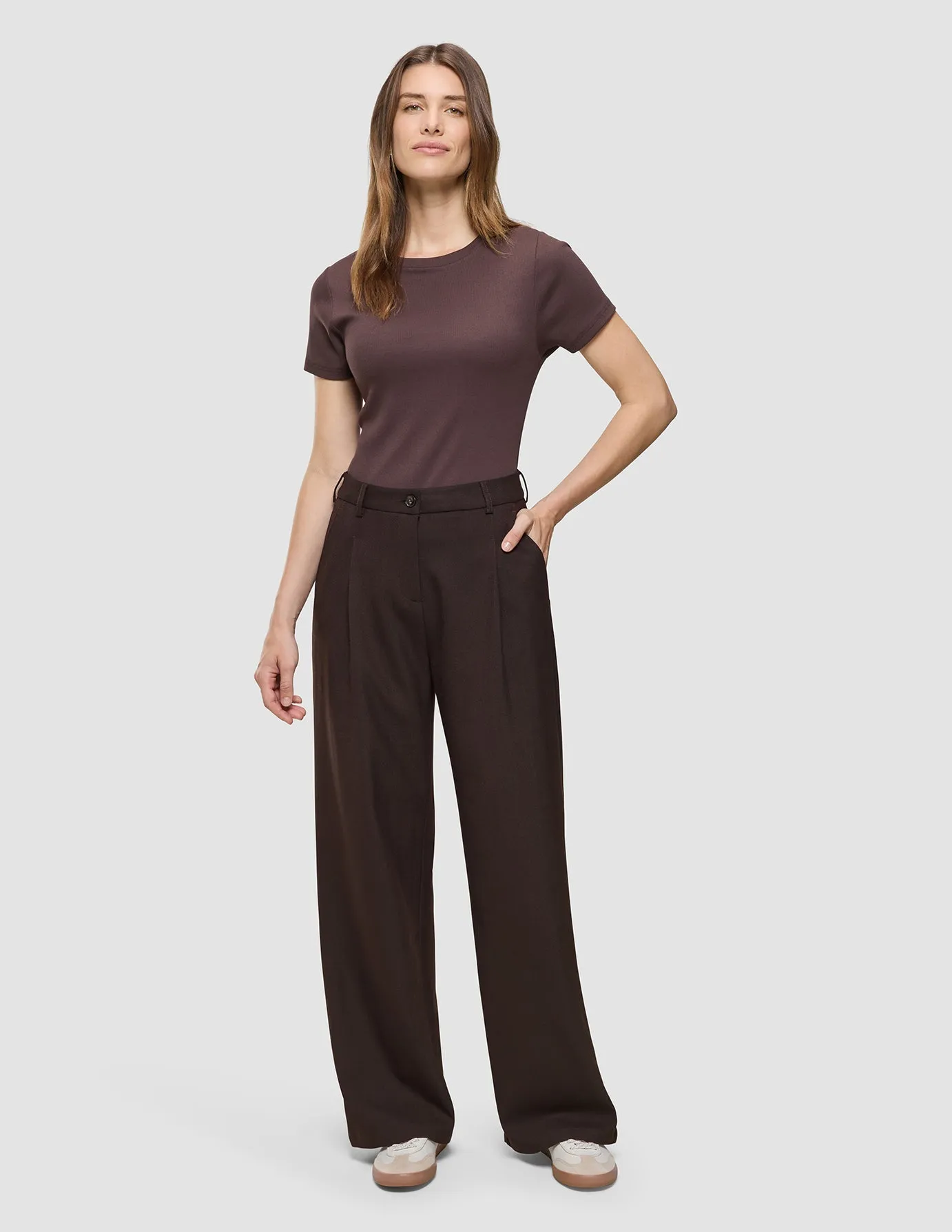 Women's Serene Pants Wide Chocolate Herringbone sold by Shaping New Tomorrow product image thumbnail 2