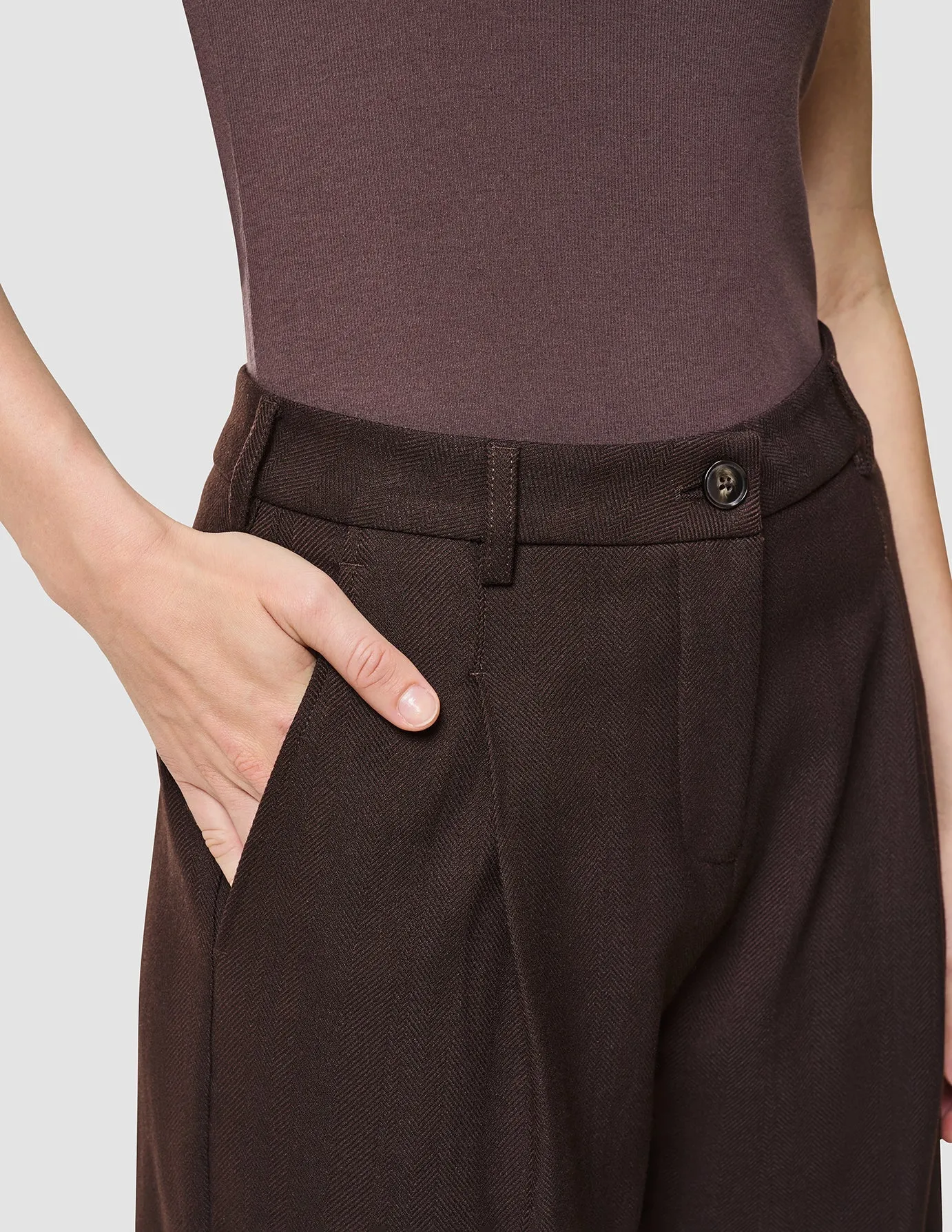 Women's Serene Pants Wide Chocolate Herringbone sold by Shaping New Tomorrow product image thumbnail 4