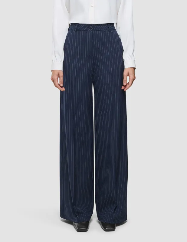 Women's Essential Pants Wide Navy Pinstripe sold by Shaping New Tomorrow