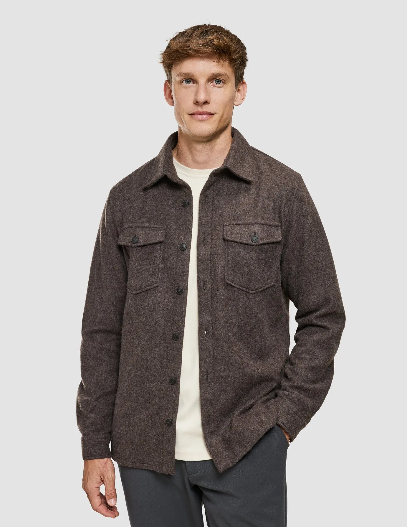 Double Layer Wool Overshirt Saddle Brown sold by Shaping New Tomorrow