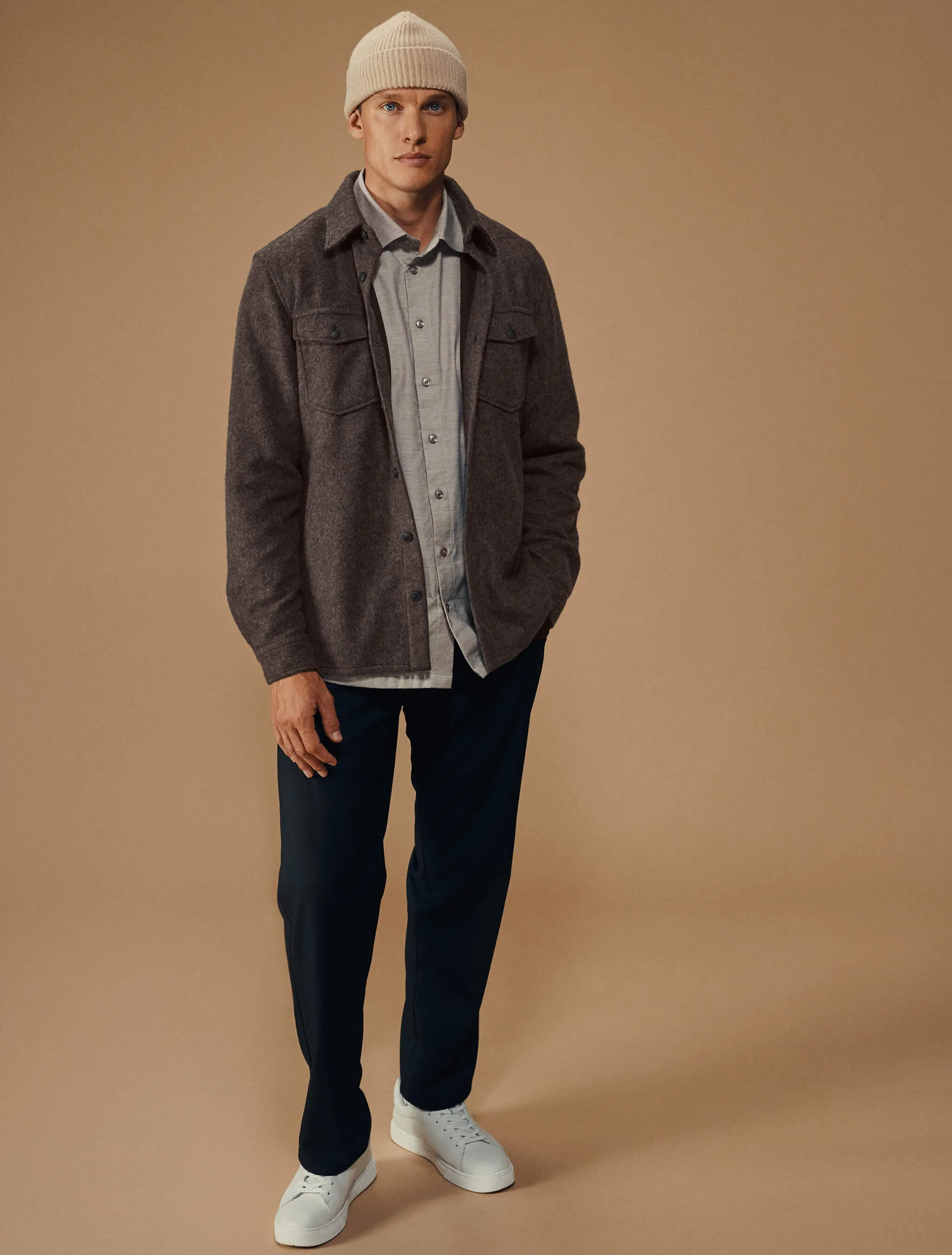 Double Layer Wool Overshirt Saddle Brown sold by Shaping New Tomorrow product image thumbnail 2