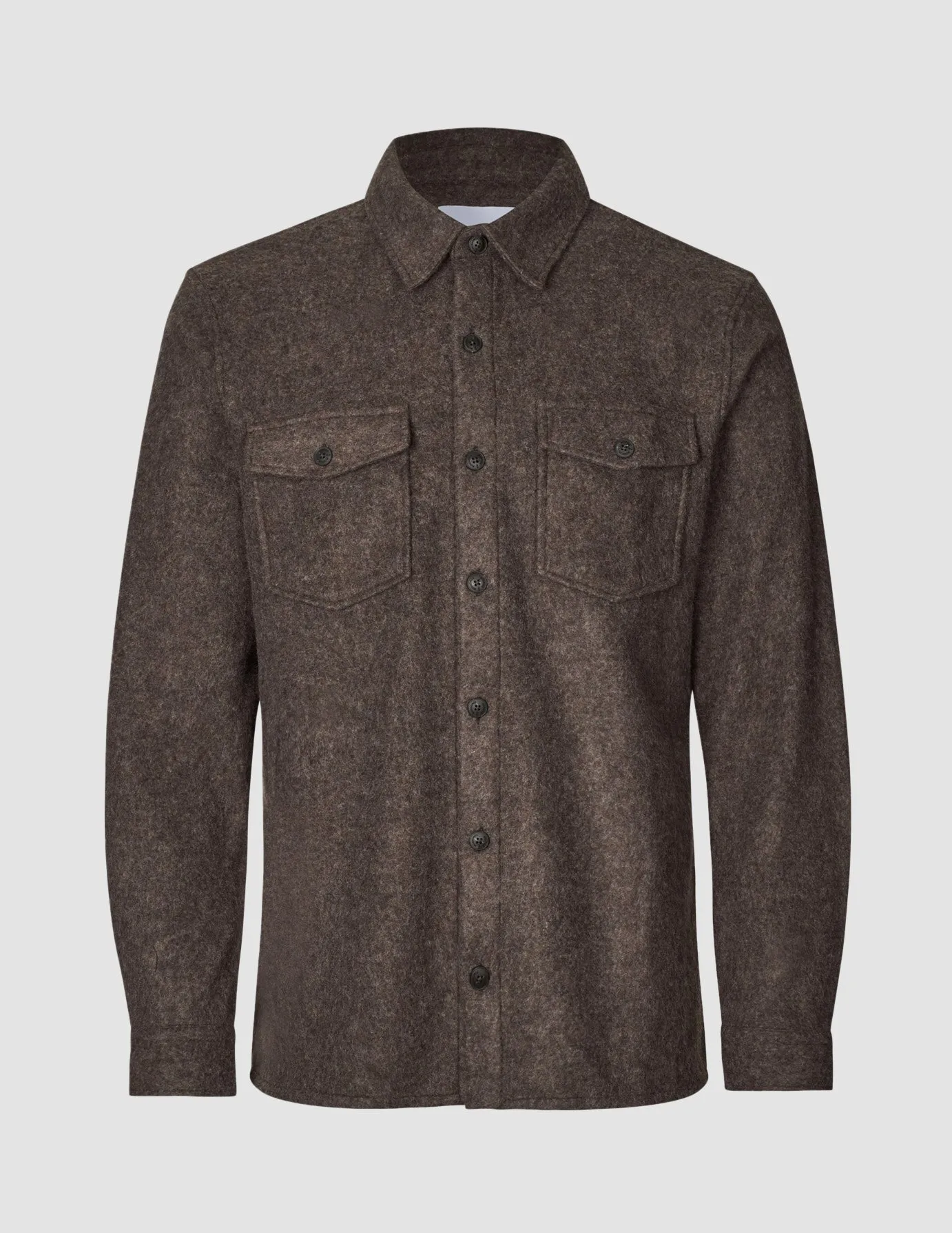 Double Layer Wool Overshirt Saddle Brown sold by Shaping New Tomorrow product image thumbnail 3