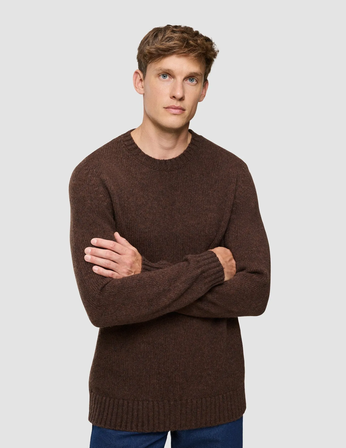 Chunky Soft Wool Knit Crewneck Saddle Brown Melange sold by Shaping New Tomorrow product image thumbnail 4