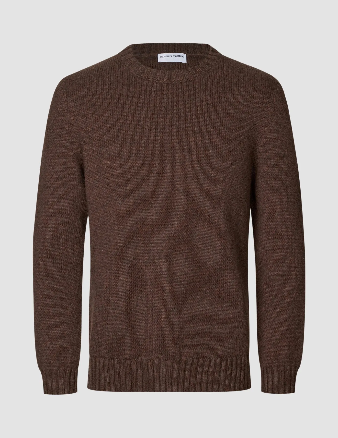 Chunky Soft Wool Knit Crewneck Saddle Brown Melange sold by Shaping New Tomorrow product image thumbnail 3