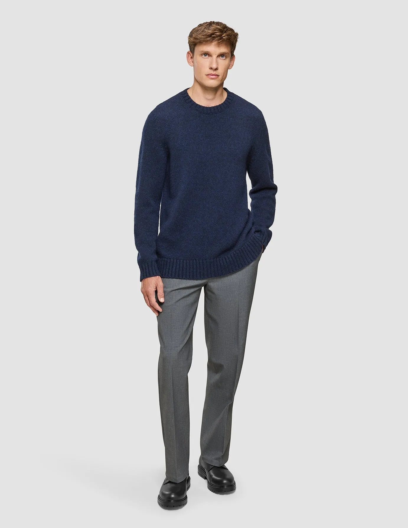 Chunky Soft Wool Knit Crewneck Dark Navy Melange sold by Shaping New Tomorrow product image thumbnail 2