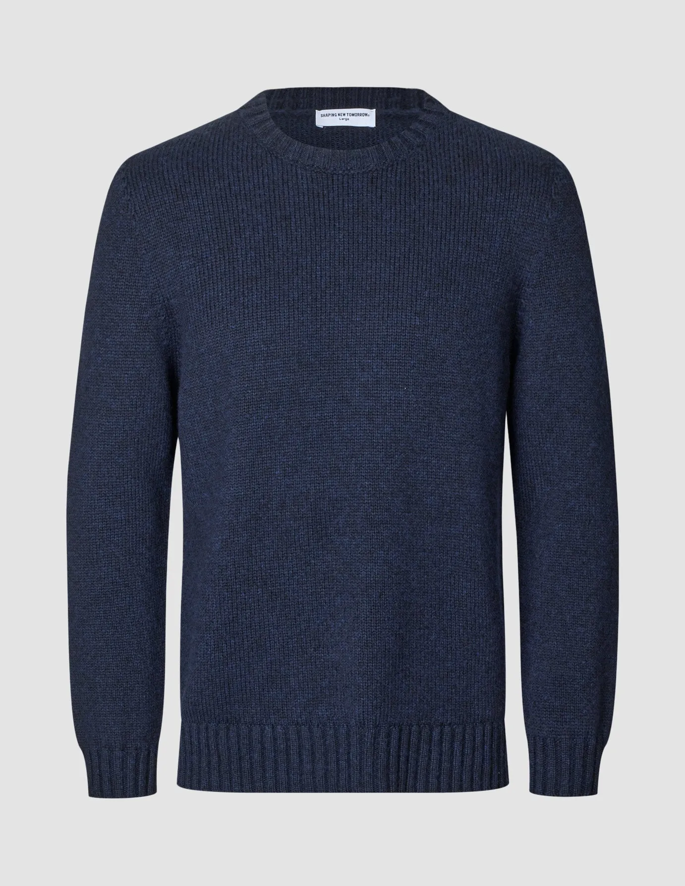 Chunky Soft Wool Knit Crewneck Dark Navy Melange sold by Shaping New Tomorrow product image thumbnail 3