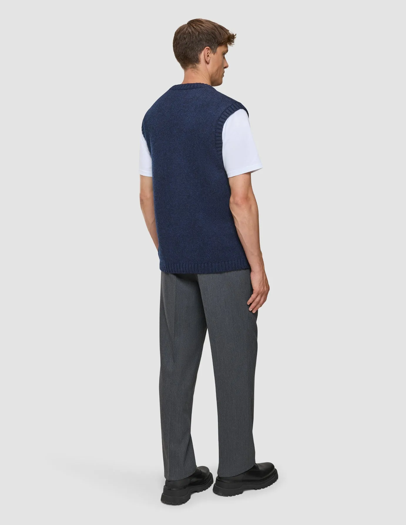 Chunky Soft Wool Knit Vest Dark Navy Melange sold by Shaping New Tomorrow product image thumbnail 5
