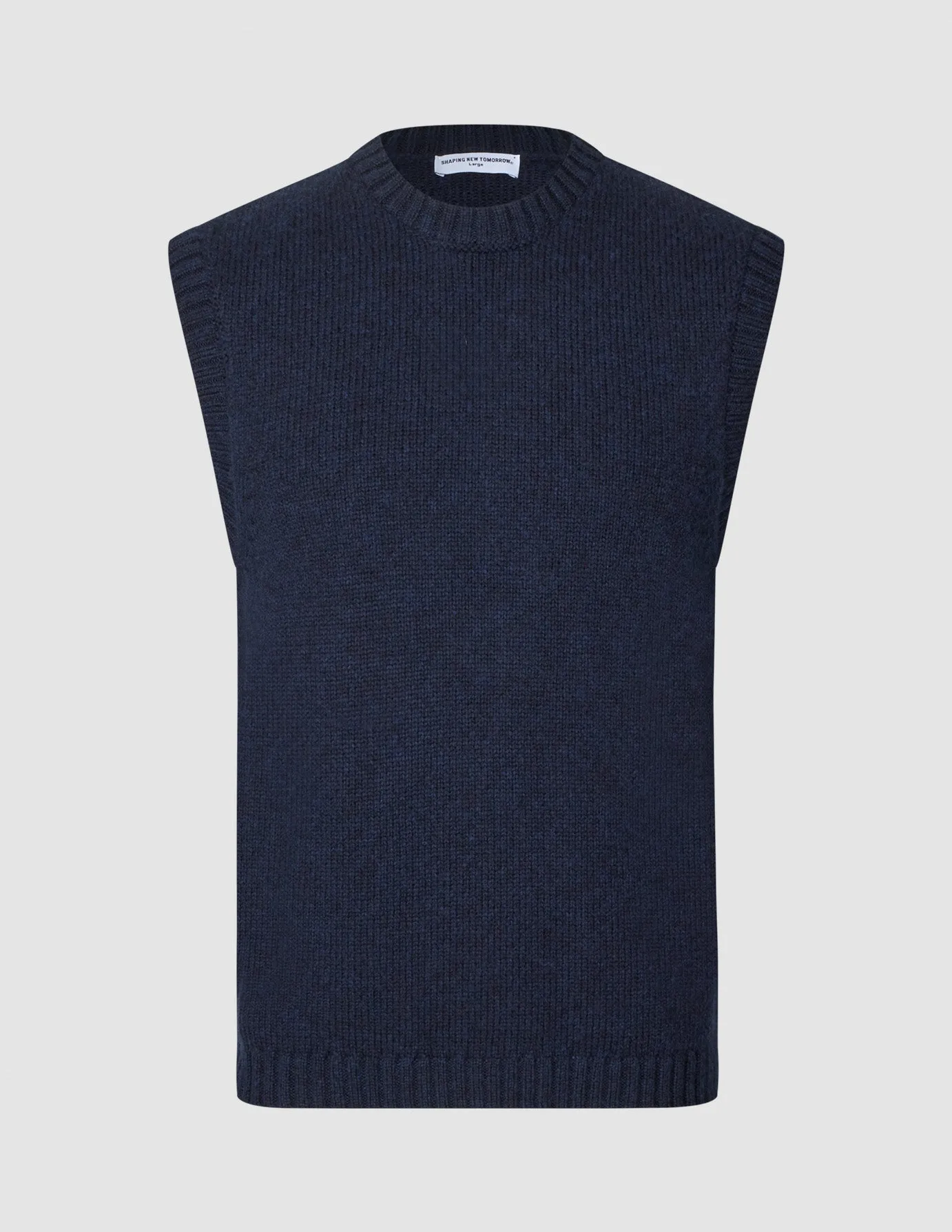 Chunky Soft Wool Knit Vest Dark Navy Melange sold by Shaping New Tomorrow product image thumbnail 3