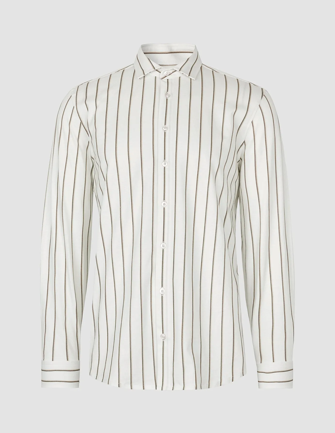 Classic Shirt Sand Herringbone Stripes Slim sold by Shaping New Tomorrow product image thumbnail 3