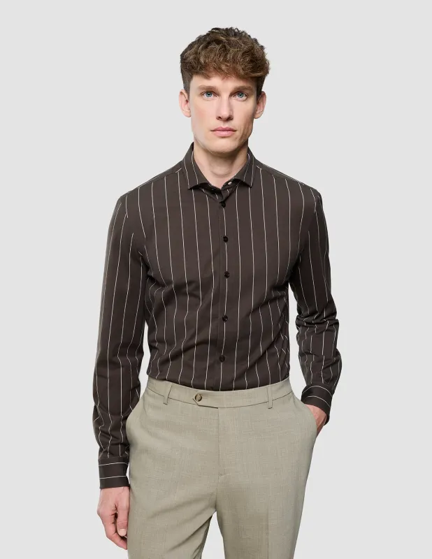 Classic Shirt Brown Pinstripes Slim sold by Shaping New Tomorrow
