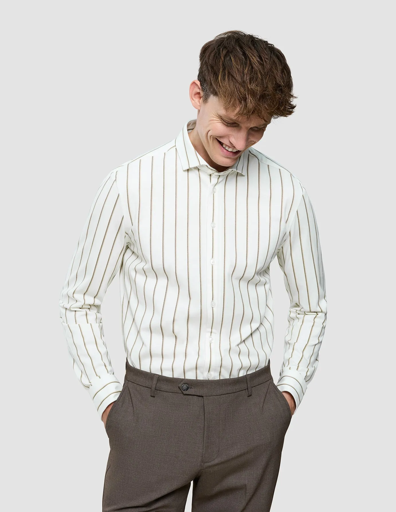 Classic Shirt Sand Herringbone Stripes Regular sold by Shaping New Tomorrow product image thumbnail 2