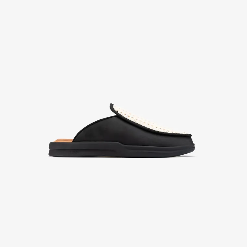 Esto - Jet Black Leather Open Weave / Matte Black sold by Lusso Cloud