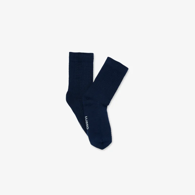 Waffle Cloud Crew Socks - Indigo sold by Lusso Cloud