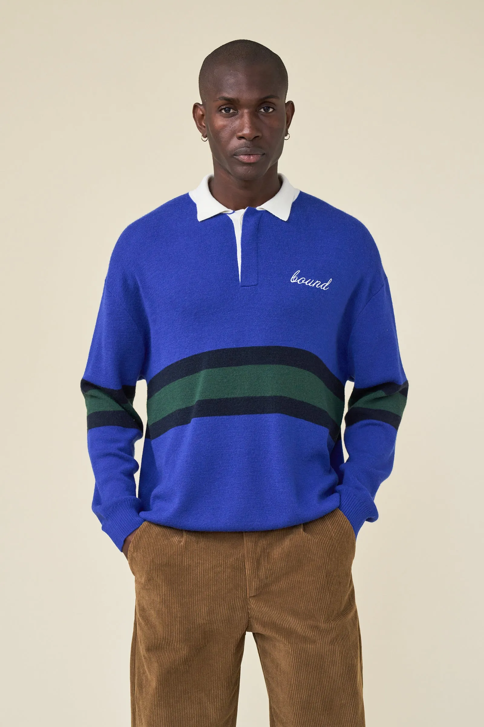 WOOL RETRO RUGBY POLO - ROYAL sold by Bound