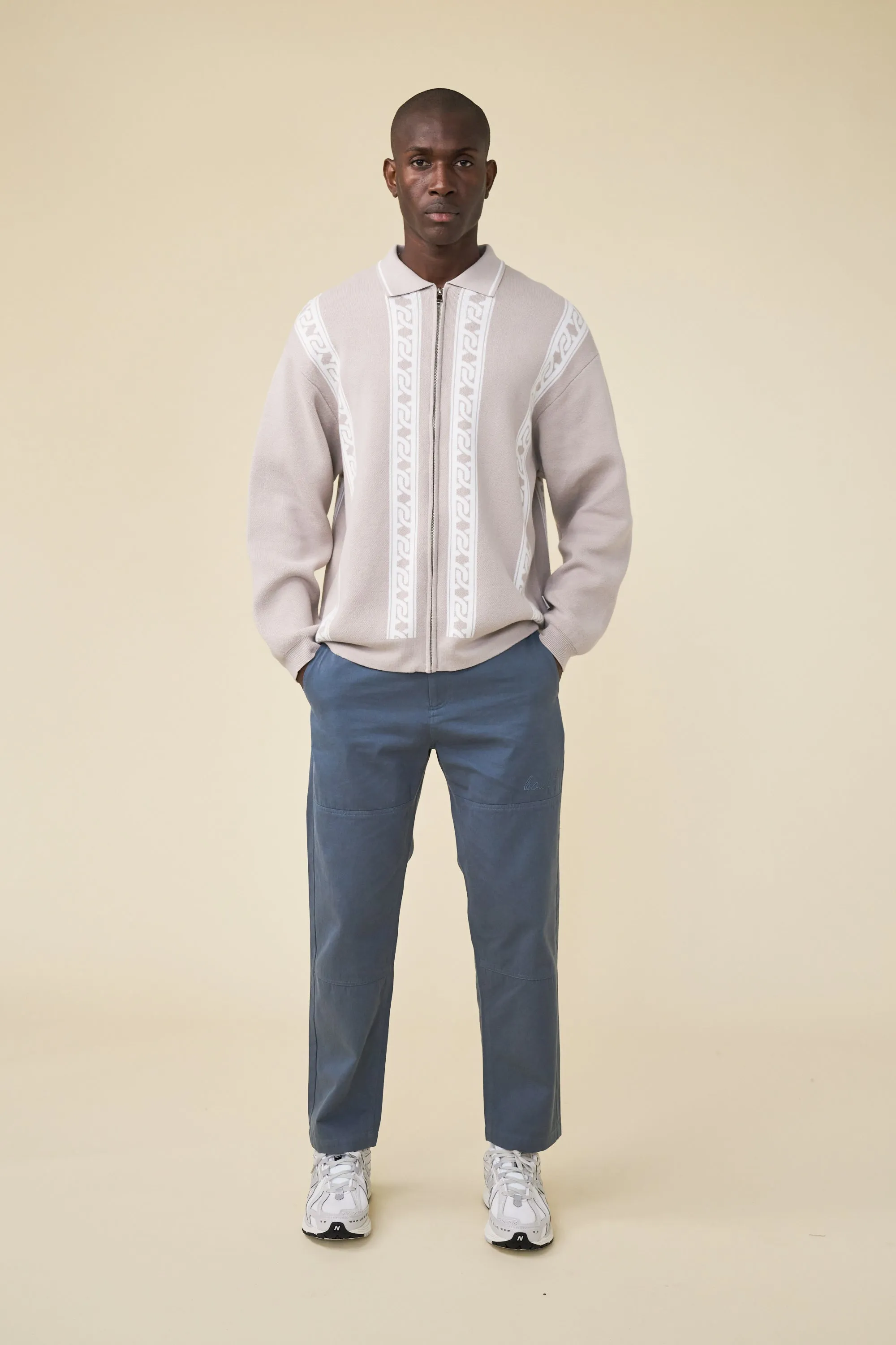 CHAIN FULL ZIP KNIT POLO - ASH sold by Bound product image thumbnail 3